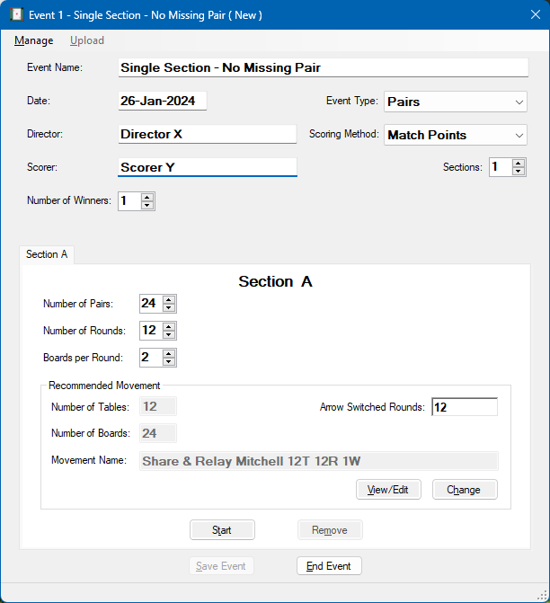 Single Section Event Form